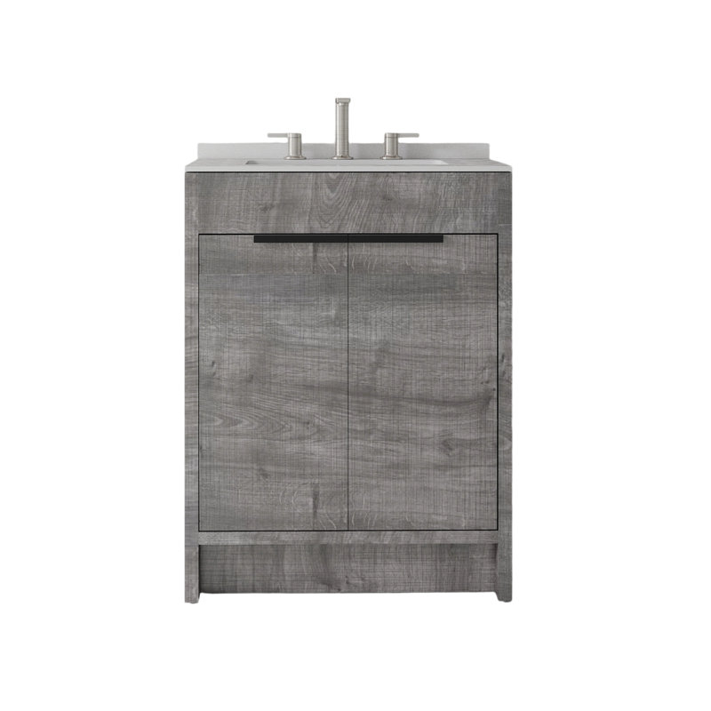 Meuble-lavabo autoportant de 24 po avec lavabo et porte à fermeture en douceur, Grey, 24"