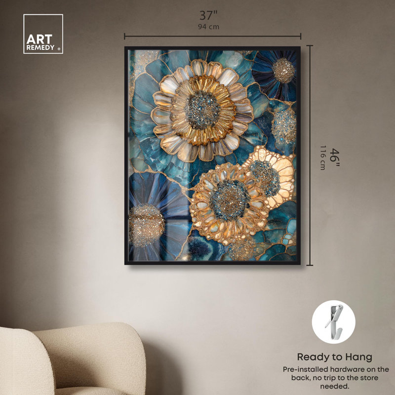 Décoration murale Geode Opulent I "Shadowbox Print" par Art Remedy, H 46 po x l 37 po, Noir