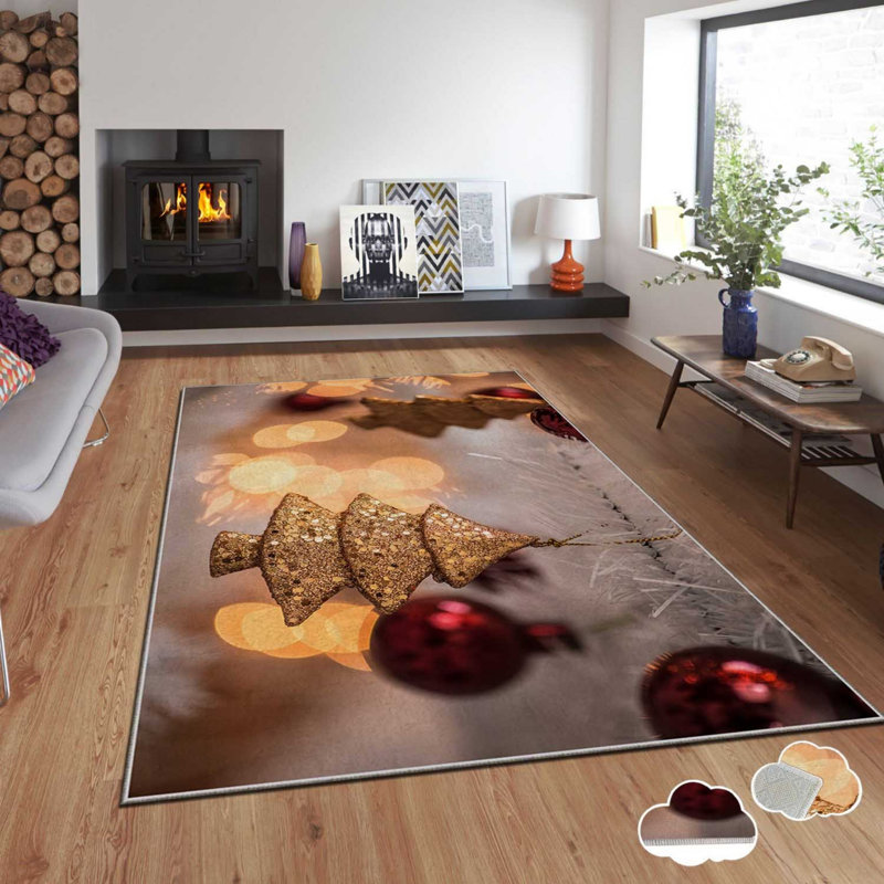 Luxurious Area Carpet (4 ft x 6 ft), 100% Polyester, 0.08 in Pile Height | Non-Slip Dot Underside, Laminated Sponge for Comfort | Easy Clean Velvet Fabric, Machine Washable | Elegant Digital Printing for Modern Decor