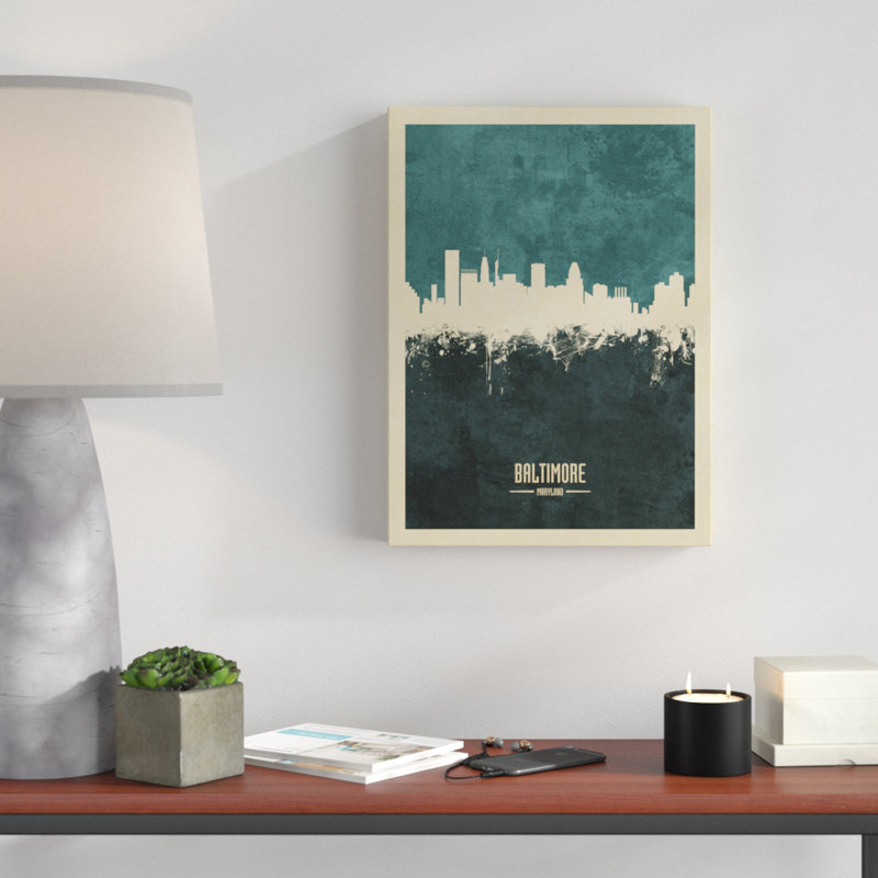 « baltimore maryland horizon bleu », impression sur toile tendue, H 19 po x l 14 po x P 2 po