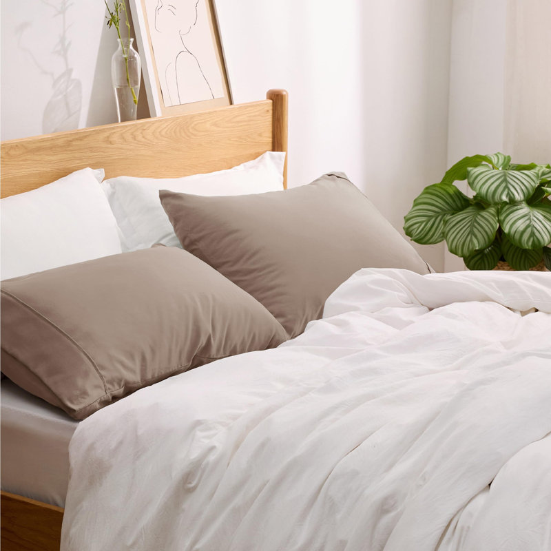 Bedsure Decorative Boho Pillow Shams With Envelope Closure, Khaki, King Pillow Case