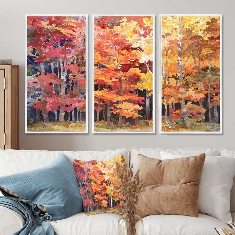 «Autumn Serenade Forest - Autumn Landscape», ensemble de reproduction d'art mural, H 28 po x l 36 po, Blanc