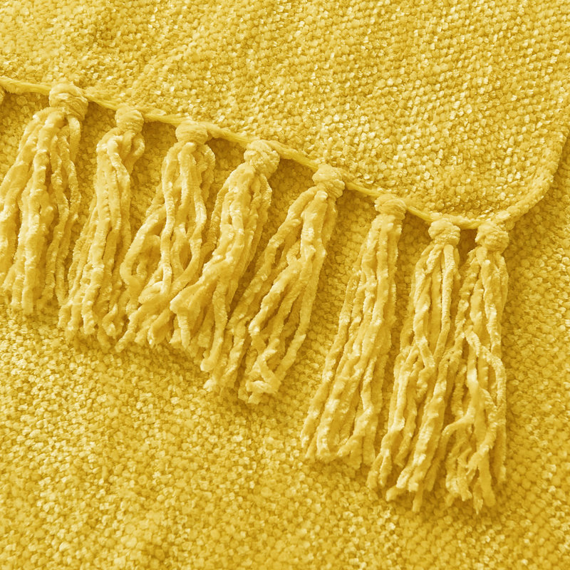 Knitted Throw Blanket, Primrose Yellow, 203.2cm L x 152.4cm W