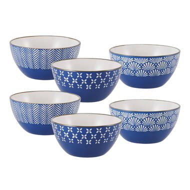 Pfaltzgraff Gabriela Storage Bowls, 6 inch, Blue and White