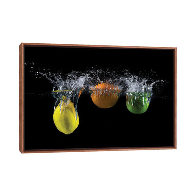 Triple Citrus Splash by Mogyorosi Stefan - Floater Frame Print on Canvas