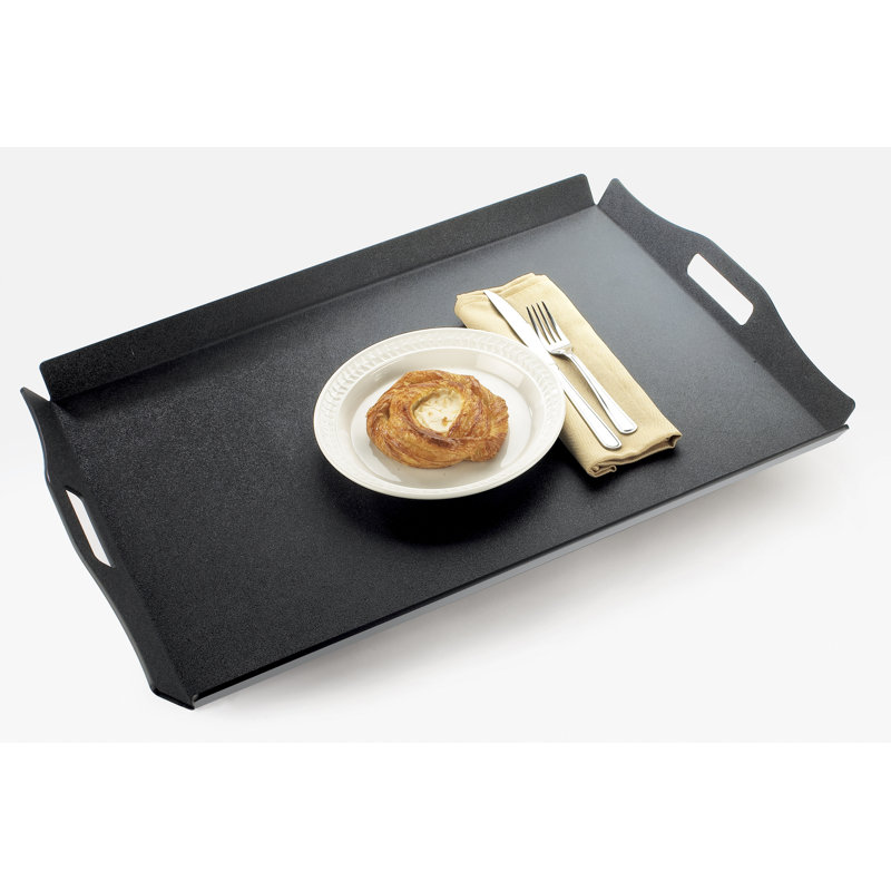 Black 16" x 13" Room Service Tray with Raised Edges