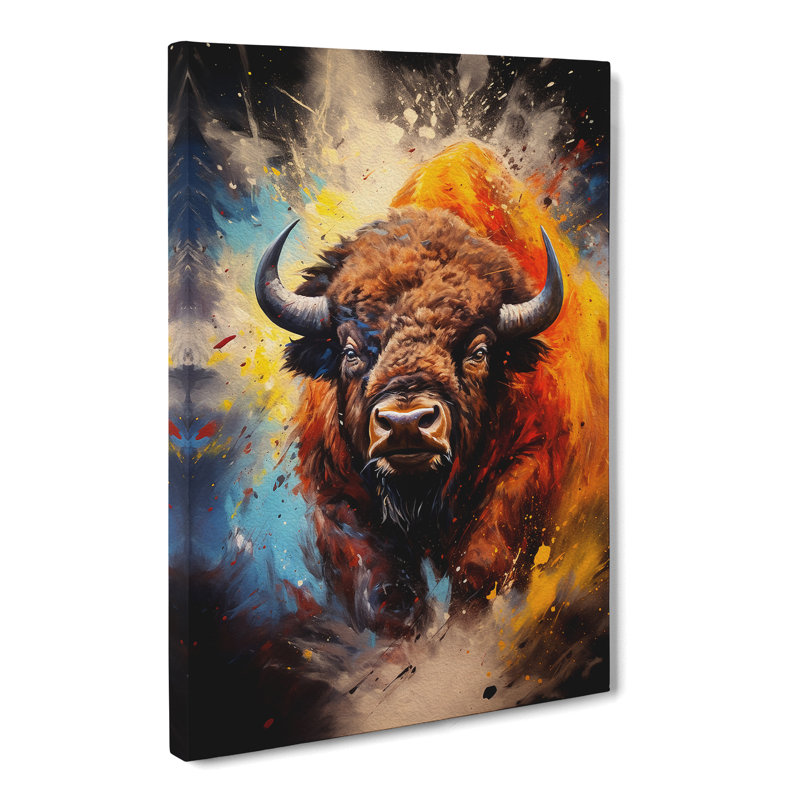 Buffalo Action Painting - No Frame Print, 60cm H x 40cm W x 3cm D