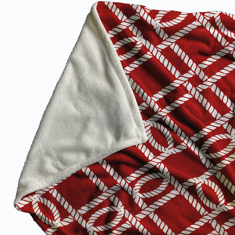 Jeté à motif géométrique Nautical Nights, L 60 po x l 50 po x P 0,5 po, Rouge