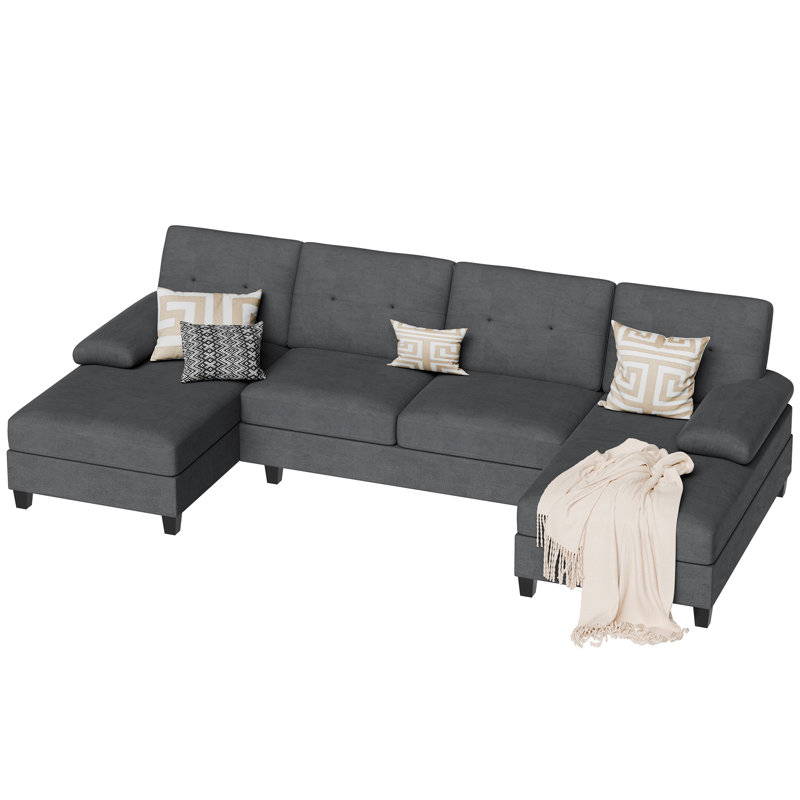 Canapé modulaire en U rembourré 106,3 po, Noir