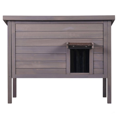 Abri pour chat extérieur en bois avec toit et volets de porte en PVC