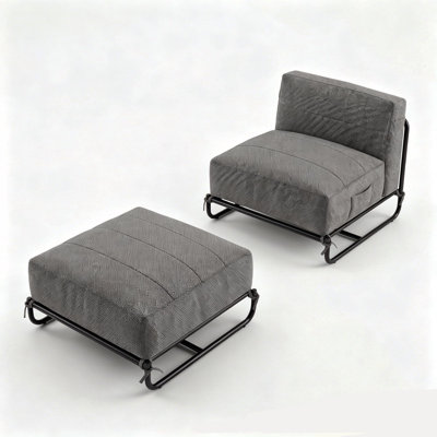 Chaise d'appoint avec repose-pieds, salon avec chaises en tissu d'oléfine, gris foncé