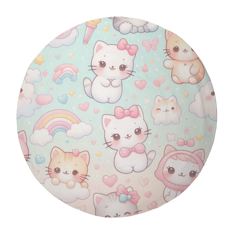 Tapis pastel Kitty Love, Rond 5 pi