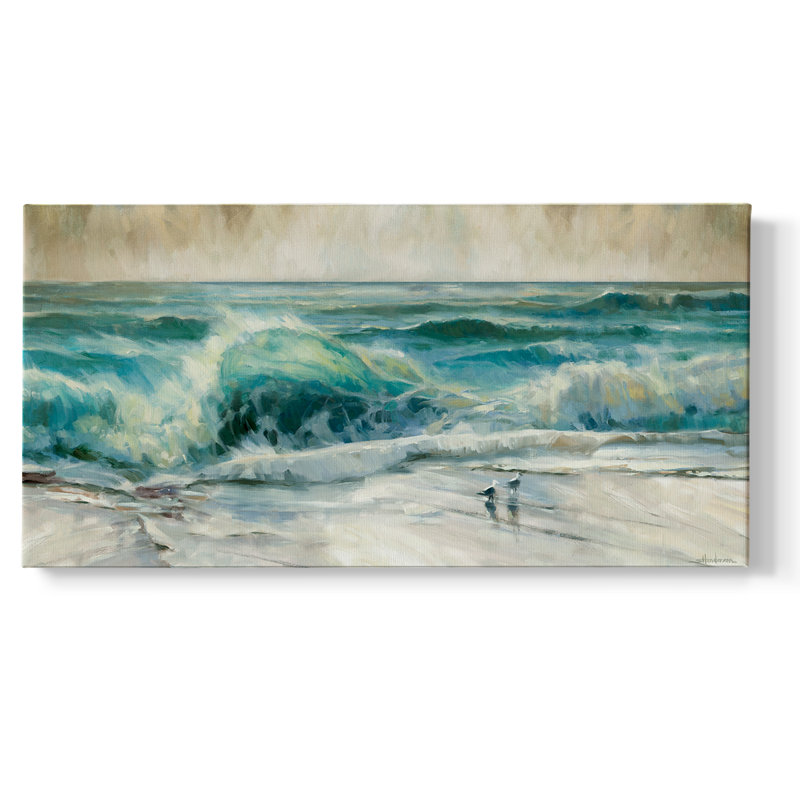 Water Music - Toile tendue avec châssis, prête à accrocher, H 25 po x l 49 po, Doré