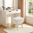 Modern Velvet Storage Vanity Stool Cozy Faux Fur Cushioned Accent Chair White-1066943476