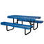 Tables de patio en métal bleu de qualité commerciale, table de salle à manger moderne en acier pour 6