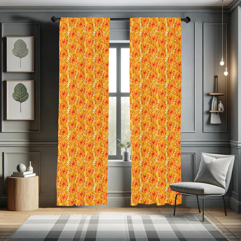 Floral Semi-Sheer Rod Pocket Curtain Panels, 28" x 95"