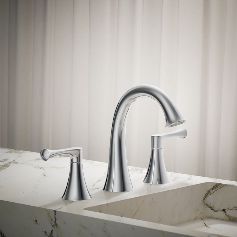 Buckley Widespread Bathroom Sink Faucet, 1.0 Gpm, Polished Chrome, 1 GPM