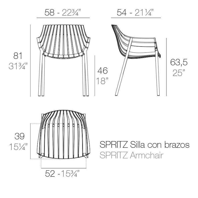 Spirz - Fauteuil empilable - Basic, Bronze