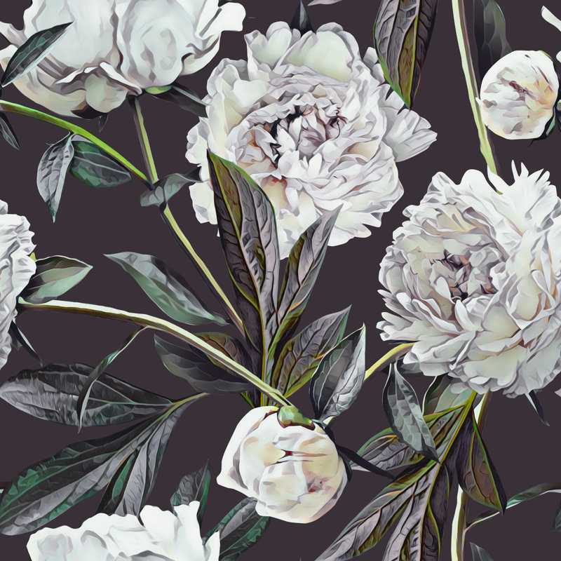 Panneau mural 4 pièces pivoines Kittanning, L 8,33 pi x l 100 po