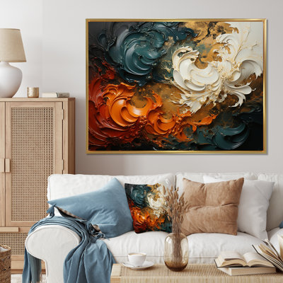 Orange And Gold Ripple Waves Melody II - Abstract Wall Art