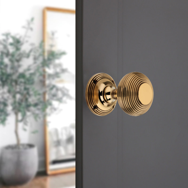 Beehive Door Knob 55mm Aged Brass