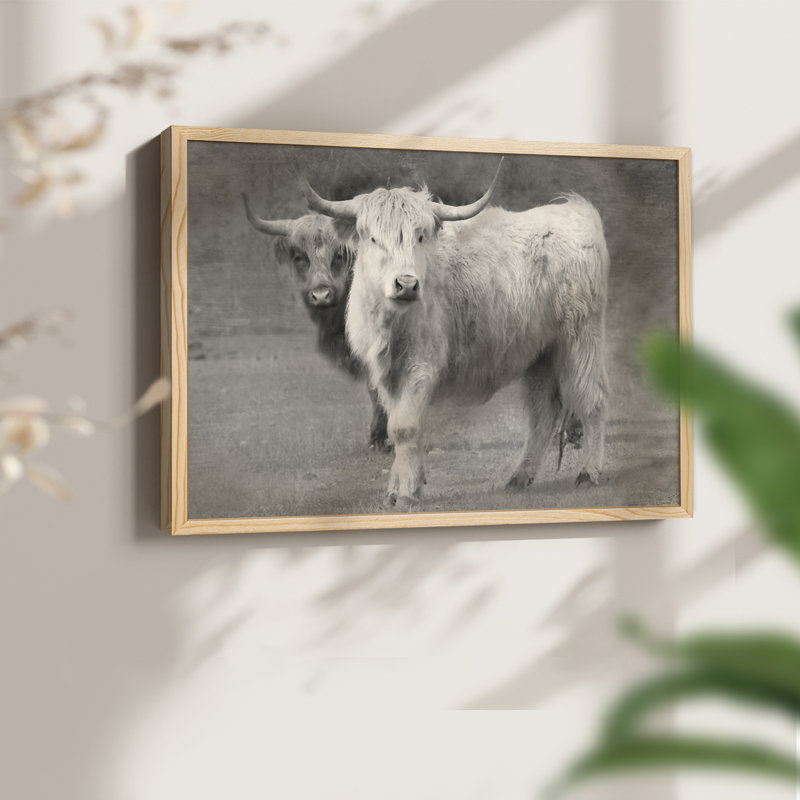 Highland Cattle Inseparable -Framed Print - Restickable, H 8 po x l 10 po, Naturel