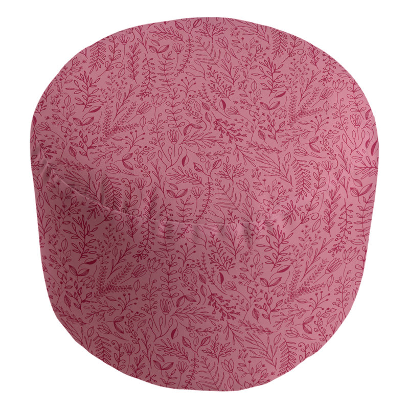 Avicia Upholstered Pouf, Dark Pink/White