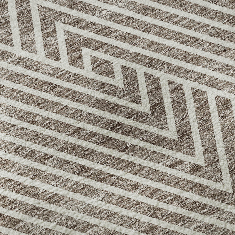 Tapis taupe lavable à la machine de qualité supérieure Prisco, Rectangulaire 3 pi x 5 pi