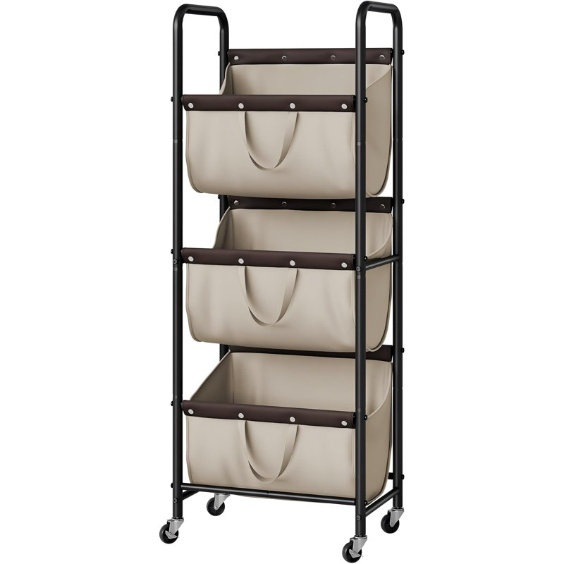 3 Tier Laundry Sorter, Laundry Basket With Wheels, Laundry Room Organization And Storage, 3 Section Rolling Laundry Cart For Dorm, Bathroom, Bedroom, Closet