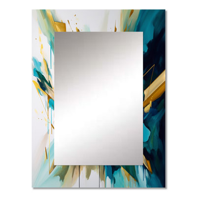 Golden Explosion Triangles VII - Geometric Large Wall Mirror, Gold Decorative Mirror, Printed Metal Art