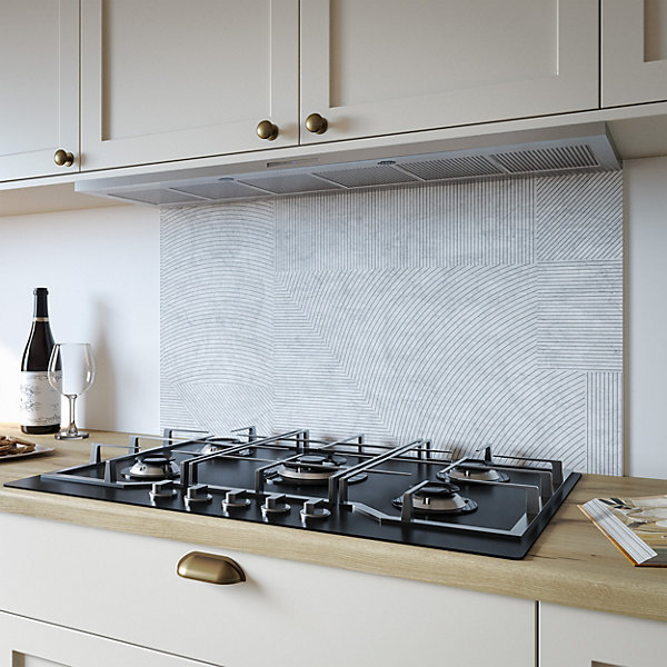 Marble Arc Grey Aluminium Kitchen Hob Splashback, 80 cm x 90 cm