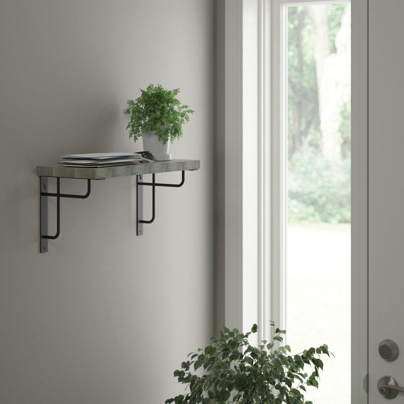 Solid Wood Shelf, 0.75" H x 18" W x 8" D, Gray Wood Stain