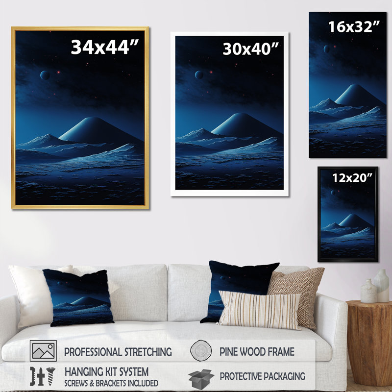 Paysage lunaire volcanique I, Cadre flottant noir, 40" H x 30" W
