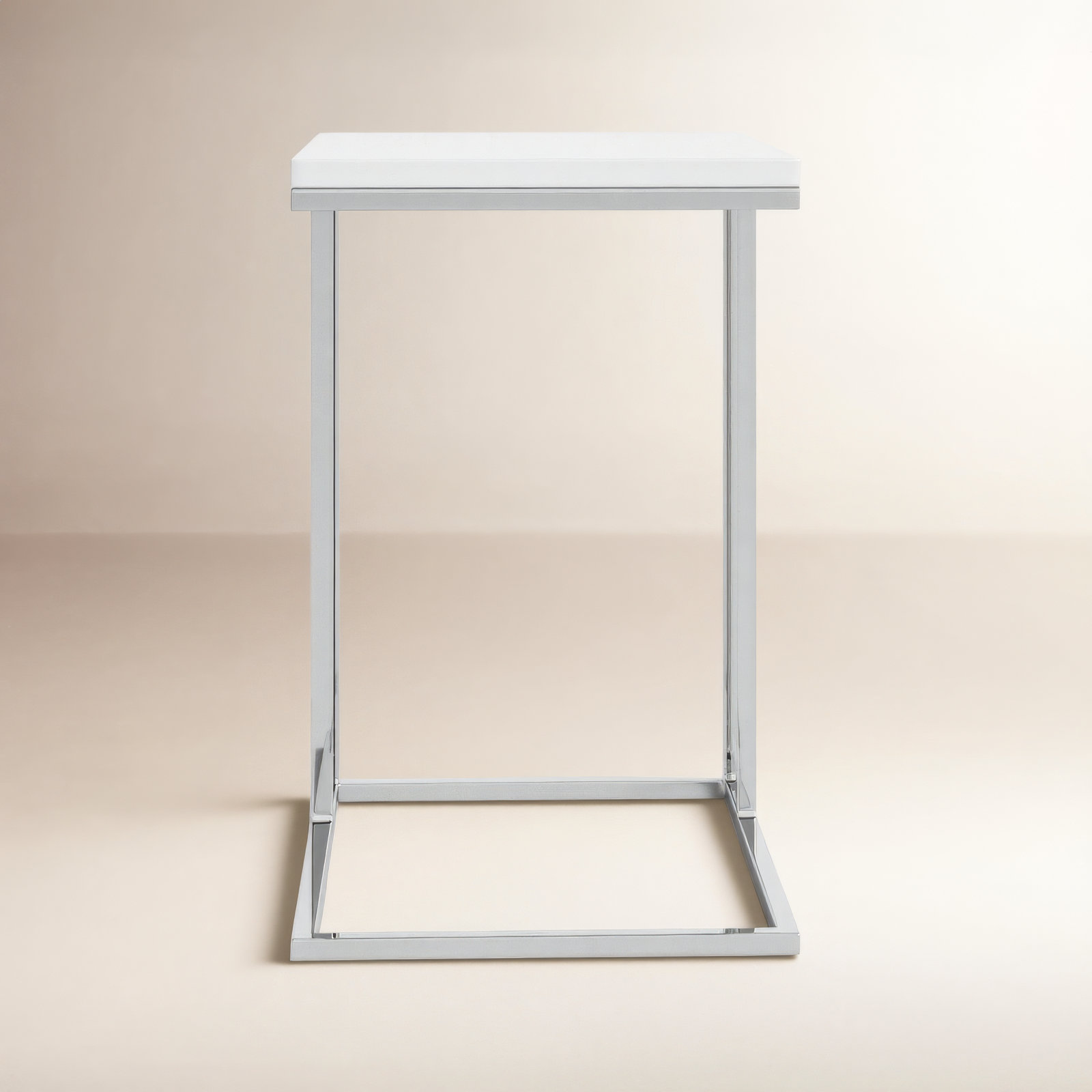 Hampshire End Table, White Top/Silver Base