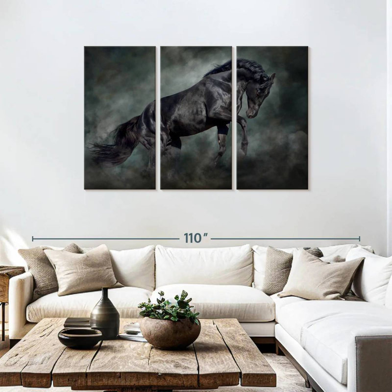 Brampt Prancing Black Horse, 48" H x 74" W
