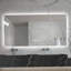 Miroir de salle de bain 28 po x 60 po à DEL, résistant à la corrosion, trois couleurs à intensité variable, miroir rétroéclairé avec fonction de désembuage à une touche