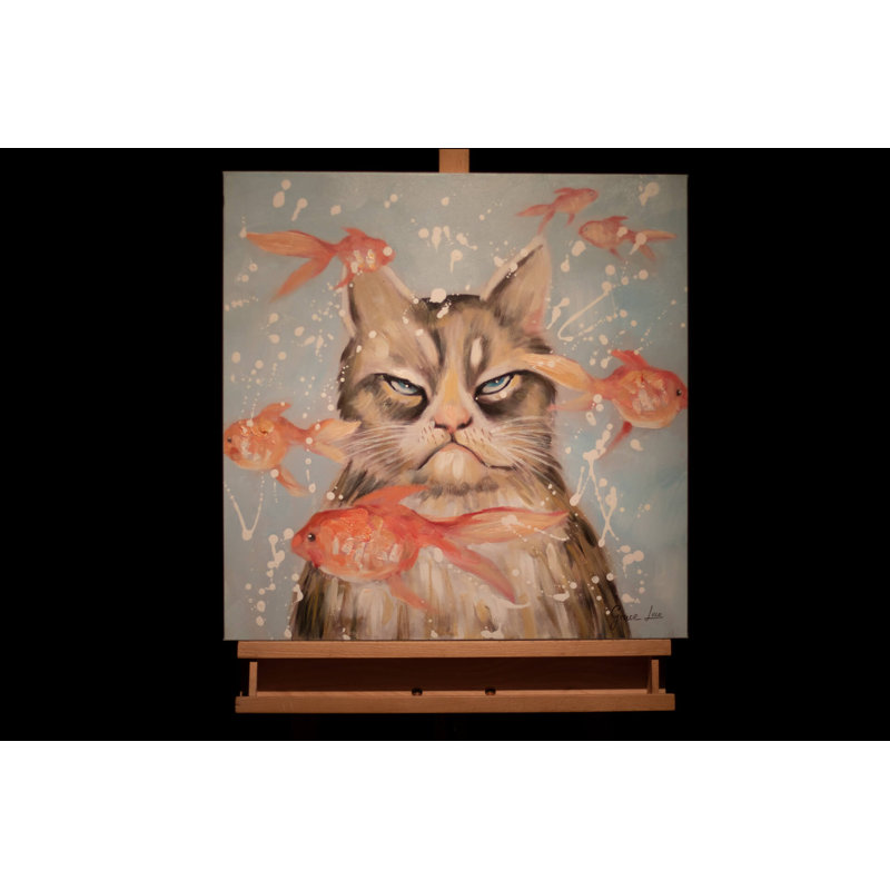 Very Crabby Cat Hand Painted Acrylic Painting