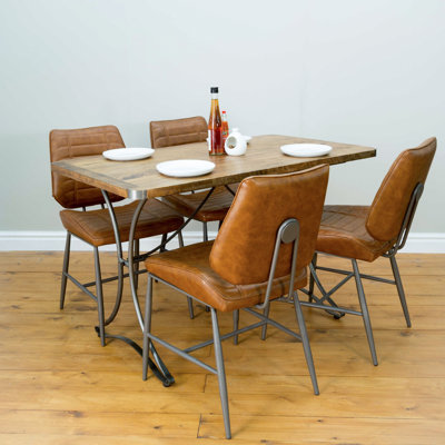 Solid Wood Top Metal Base Dining Table