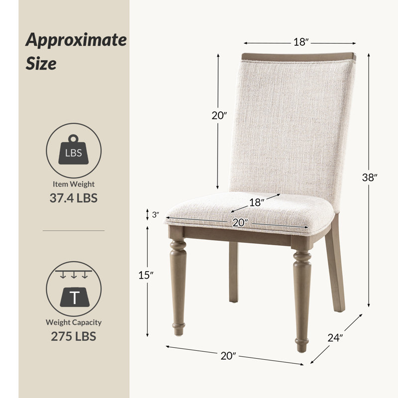 Claudio 20''W Transitional Upholstered High Back Dining Chair with Upholstered Back Set of 6, 6
