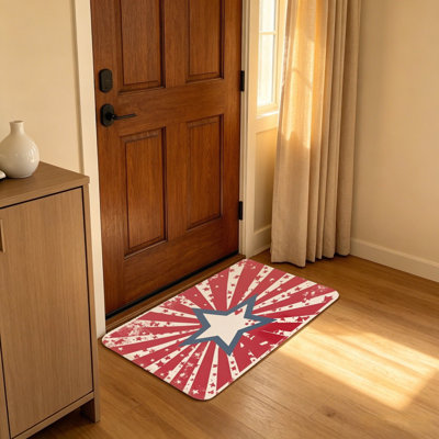 Tapis d'entrée rouge et blanc Starburst