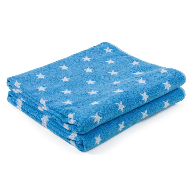 Evan Cotton Midweight Bath Sheet, White/Blue