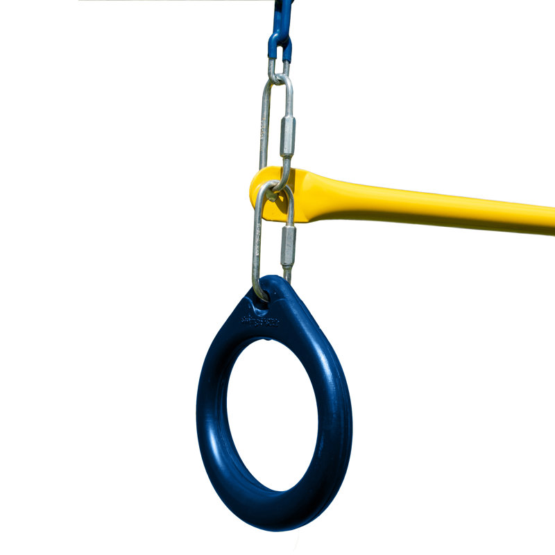 Green Vinyl Coated Swing Seats and Yellow Trapeze Bar Combo