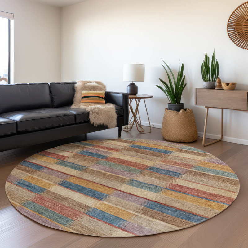 Tapis intérieur / extérieur beige lavable Solvia - LOOMlan, 8 pi x 8 pi