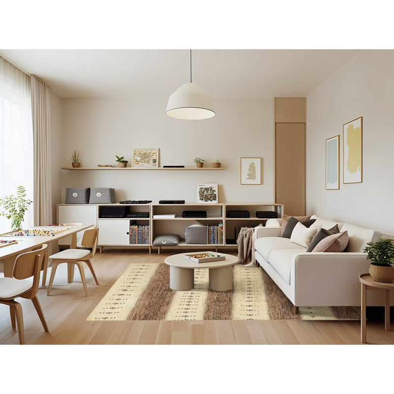 Tapis beige/brun contemporain Philllip, Rectangle 7 pi x 9 pi