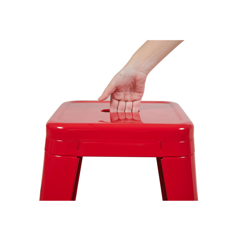 Tabouret à hauteur de comptoir 24 po, ensemble de 2 tabourets de bar en métal sans dossier, non empilable, amovible et facile à assembler, conception peu encombrante pour îlot de cuisine / bar / café / salle à manger (rouge)