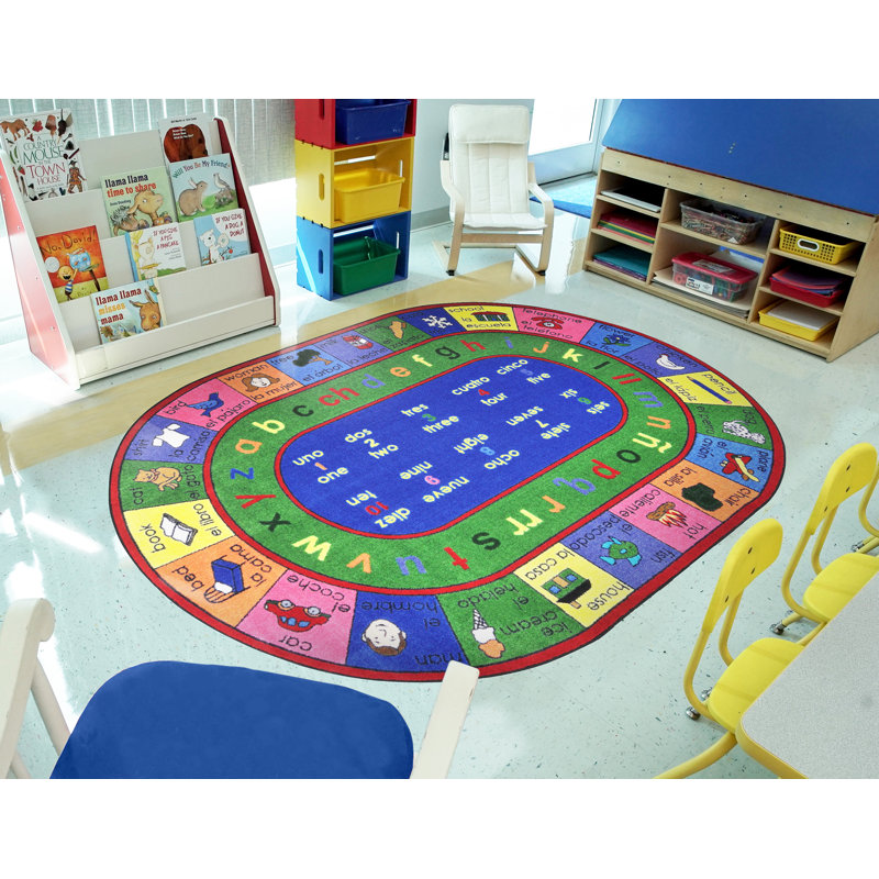 Educational Lengualink Spanish by Joy Carpets Area Rug, Oval 7'8" x 10'9"
