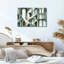 Art mural en toile bleu et rouille à structure géométrique-133554488