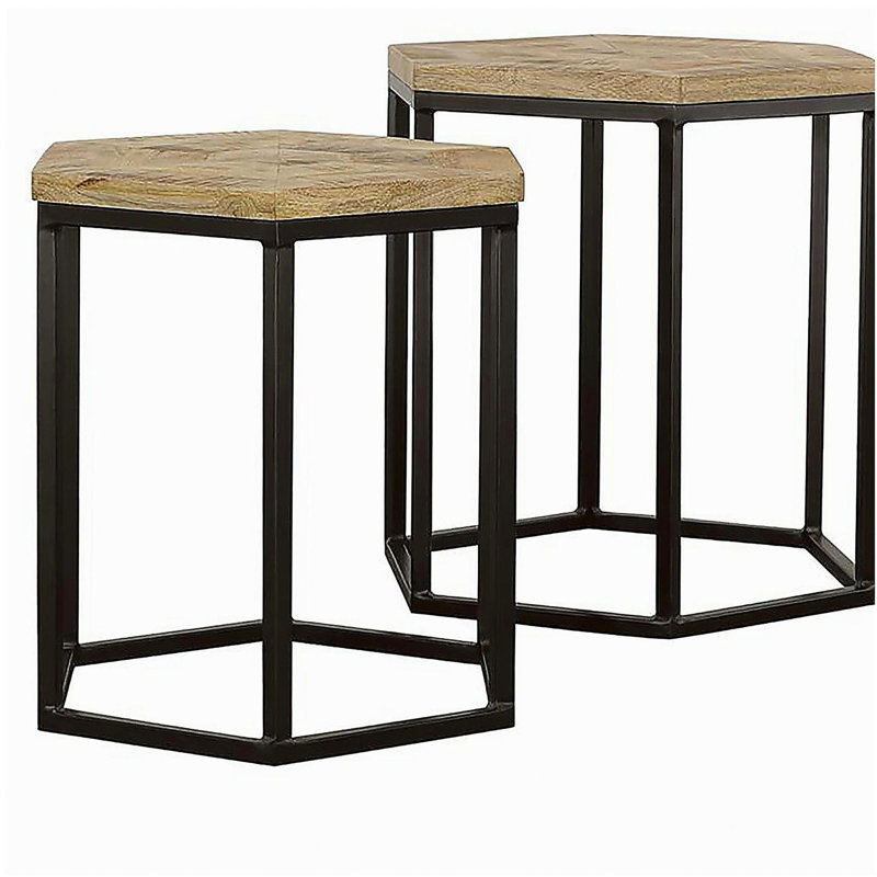 Table basse 2 pièces naturelle et noire