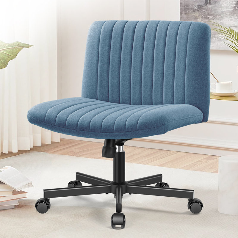 Wheeled Wide Seat Leisure Office Chair, Dark Blue