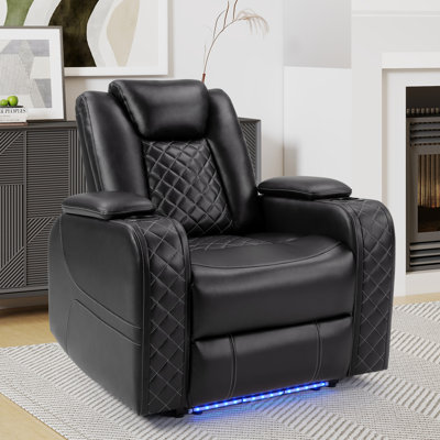 Casey-Ann 36.2" Wide Modern Multifunctional Vegan Leather Power Recliner Home Theater with Cupholder (Set of 6)